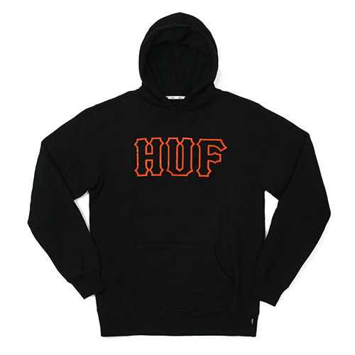 HUF CLASSIC LOGO PULLOVER HOOD-BLK