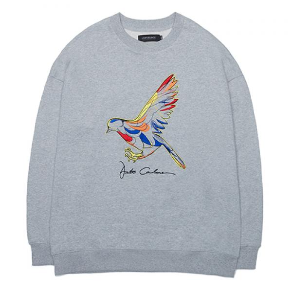 BIRD EMBROIDERED SWEATSHIRT-GREY