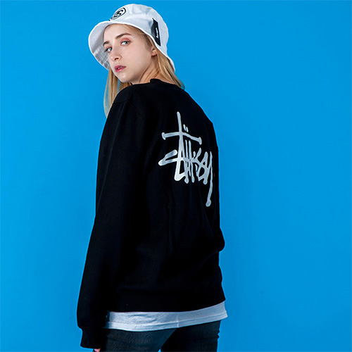 BASIC LOGO CREW-BLK (yel��)