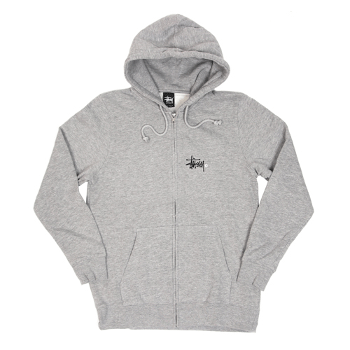 BASIC LOGO ZIP HOOD-GRY(white��)