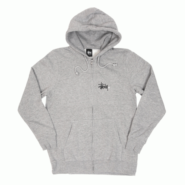 BASIC LOGO ZIP HOOD-GRY(white��)