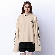 [ROMANTIC CROWN] �������� Drop shoulder Wide Crew neck_Beige