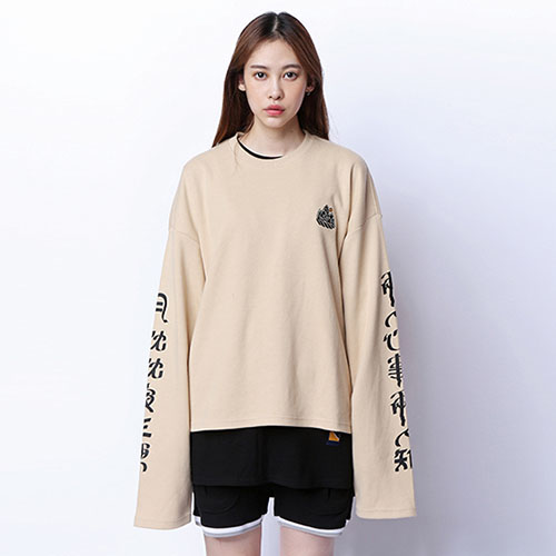 [ROMANTIC CROWN] �������� Drop shoulder Wide Crew neck_Beige