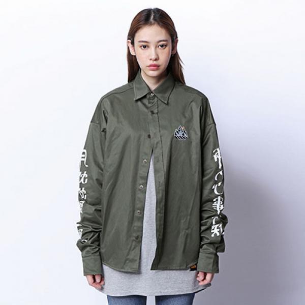 [ROMANTIC CROWN] �������� Drop shoulder Wide Shirt_Khaki