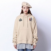 [ROMANTIC CROWN] �������� Drop shoulder Wide Hoodie_Beige