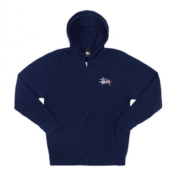 BASIC LOGO ZIP-UP HOOD-NVY (red��)