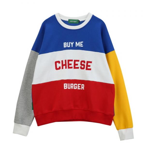 [������Ƽ�����] UNITEDWAPPEN CHEESE OVERSIZE SWEATSHIRTS (BLUE)