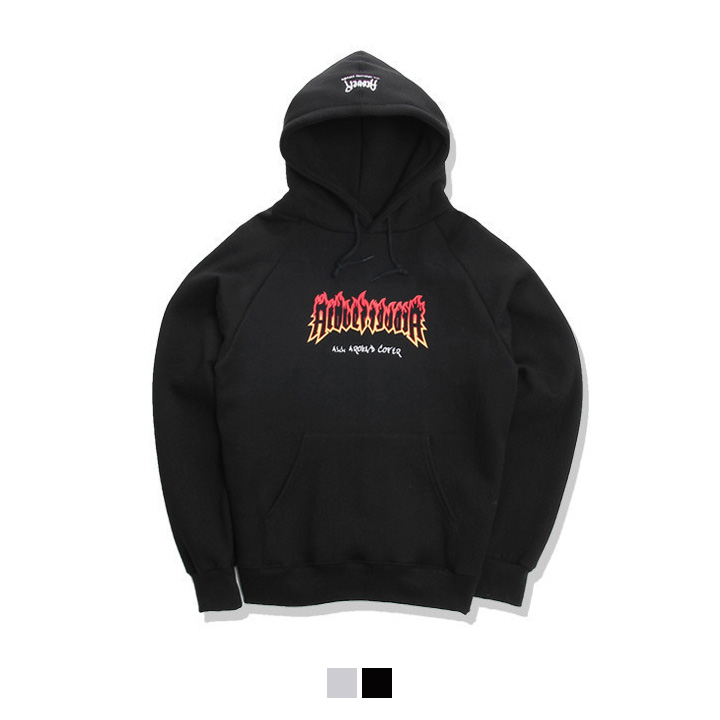 [���] Burn Printing Over Fit Tumble Hoodie