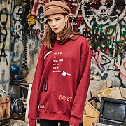 [���������] ANOTHER FRAME - COLOR BLOCK CREWNECK (BURGUNDY) �������� ����Ʈ����