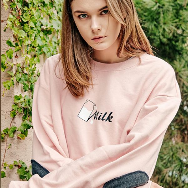 [���������] ANOTHER FRAME - MILK BOTTLE CREWNECK (PINK) �޸� ������ ����Ʈ����