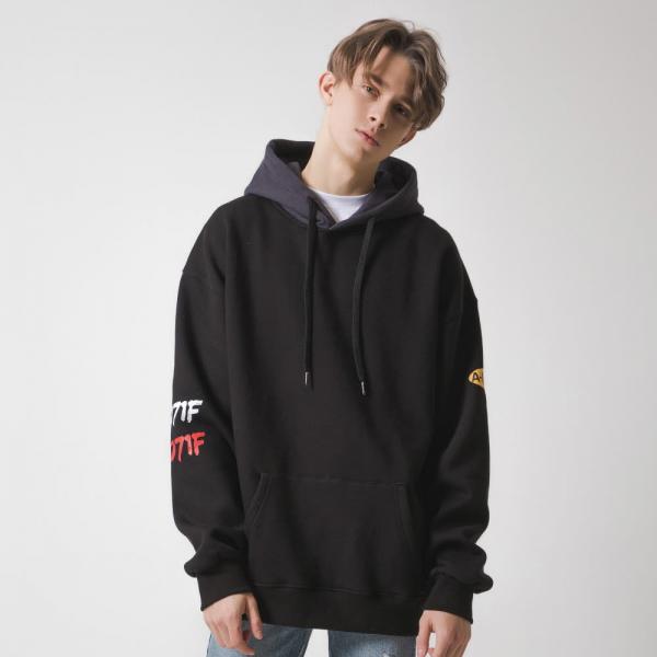[���������] ANOTHER FRAME - FRAME 2 COLOR HOODIE (BLACK) ��� �ĵ� �ĵ�Ƽ