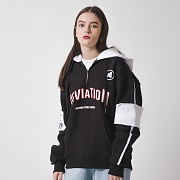 [���������] ANOTHER FRAME - SIDE LINE HALF ZIP UP HOODIE (BLACK) ��� �ĵ� �ĵ�Ƽ ��������