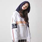 [���������] ANOTHER FRAME - SIDE LINE HALF ZIP UP HOODIE (WHITE) ��� �ĵ� �ĵ�Ƽ ��������