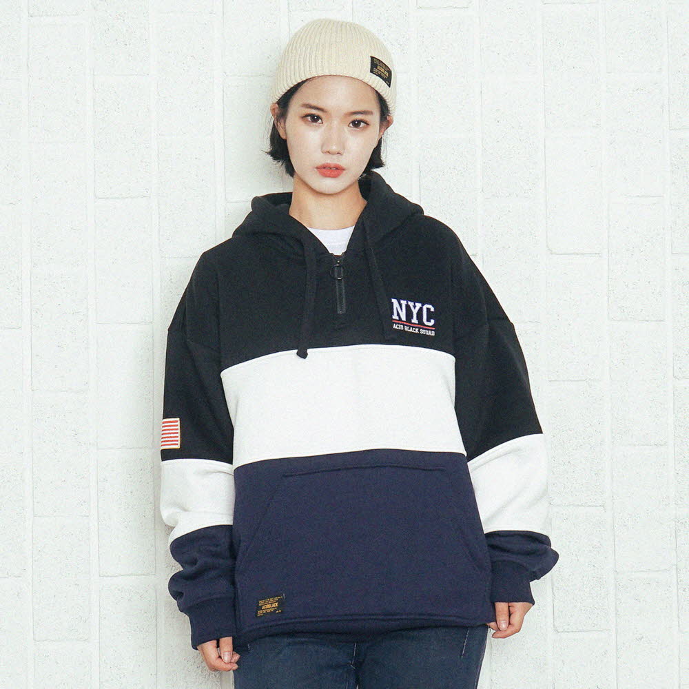 [���õ����] ACIDBLACK - STAR N STRIPES BLOCK HOOD (BLACK) ��� �ĵ�Ƽ