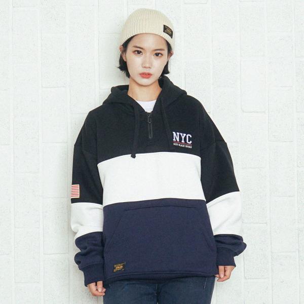 [���õ����] ACIDBLACK - STAR N STRIPES BLOCK HOOD (BLACK) ��� �ĵ�Ƽ