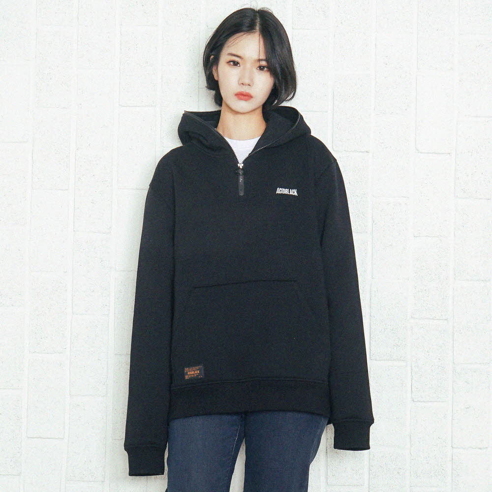 [���õ����] ACIDBLACK - RARE HALF ZIPUP HOOD (BLACK) ��� �������� �ĵ�Ƽ