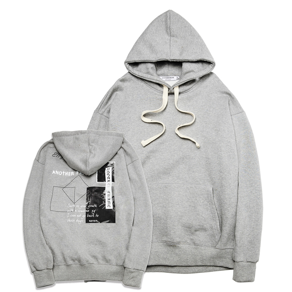 [���������] ANOTHER FRAME - BASIC LOGO STRING HOOD (GRAY) ����ĵ� �ĵ�Ƽ