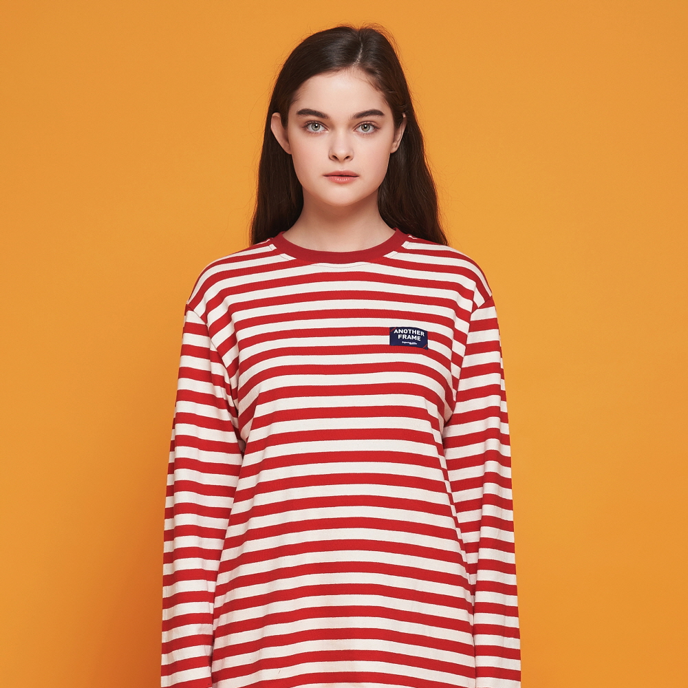 [���������] ANOTHER FRAME - AF LABEL STRIPE T-SHIRT (RED/WHITE) ���� ����Ƽ Ƽ����