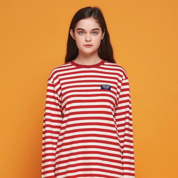 [���������] ANOTHER FRAME - AF LABEL STRIPE T-SHIRT (RED/WHITE) ���� ����Ƽ Ƽ����