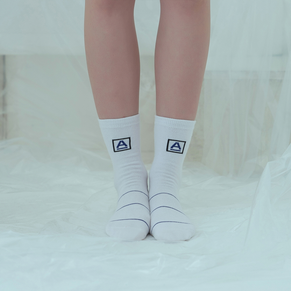 [���������] ANOTHER FRAME - A-FRAME BLUE LINE SOCKS (WHITE) �縻