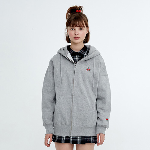 [���԰�] CHERRY HOODIE ZIPUP HA [GRAY]