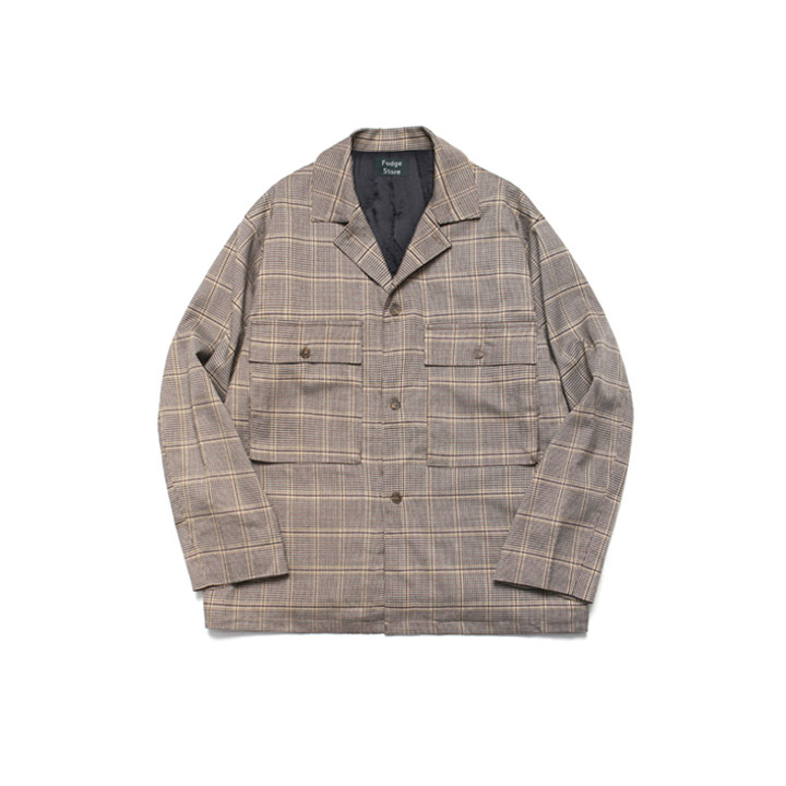 [5�½� ����] Wide Check Wool Trucker_Brown Check